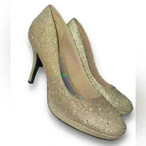Platform Heels Silver Metallic Crystal - Size 9.5 by Hot Tomato Fireworks